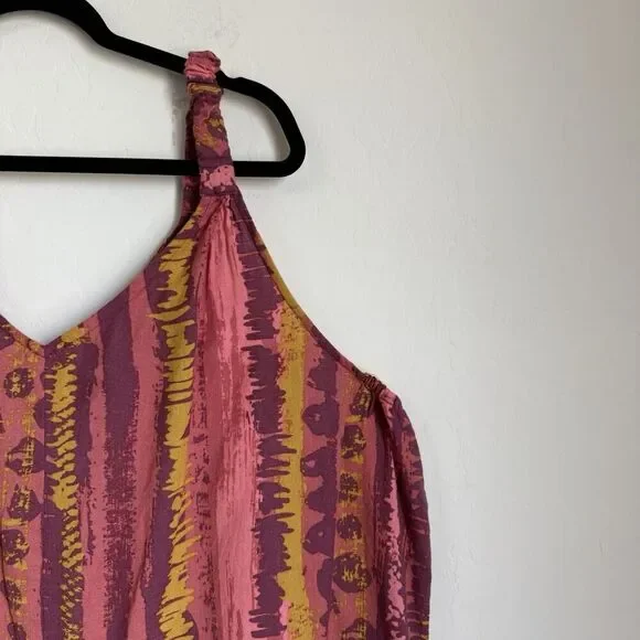 Ashley Stewart Size 22/24 Linen Blend Wide Leg Colorful Artsy Jumpsuit Boho - Picture 8 of 15